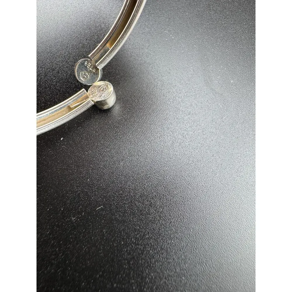 Sterling Silver 925 Bypass Cuff Bangle Ball Ends Engraved